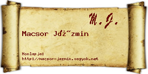Macsor Jázmin névjegykártya